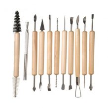 11pcs Wooden Handle Clay Pottery Sculpting and Cleaning Tool Set