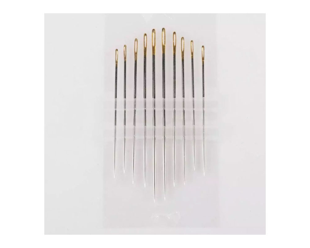 10Pcs Big Eye Sewing Needle with Gold Tail - Image 3