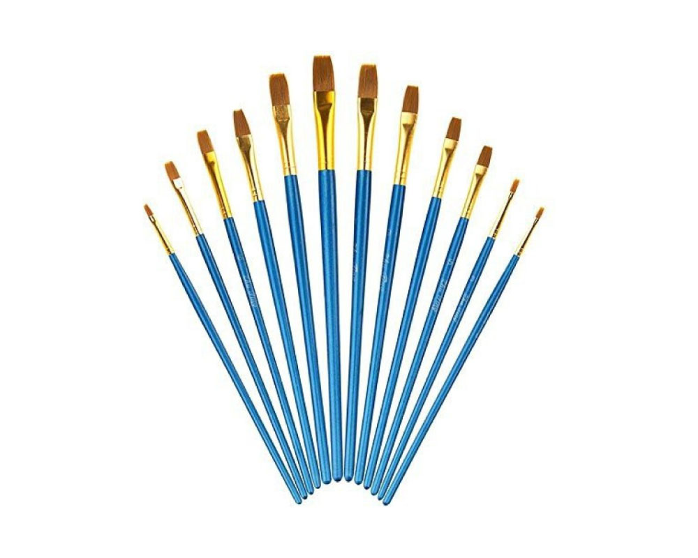 12Pcs Flat Chinese Paint Brush