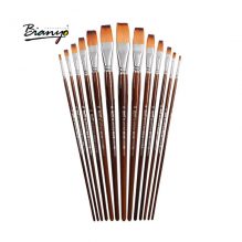 Bianyo 13Pcs Long Handle Nylon Hair Flat Shape Oil Brush Set