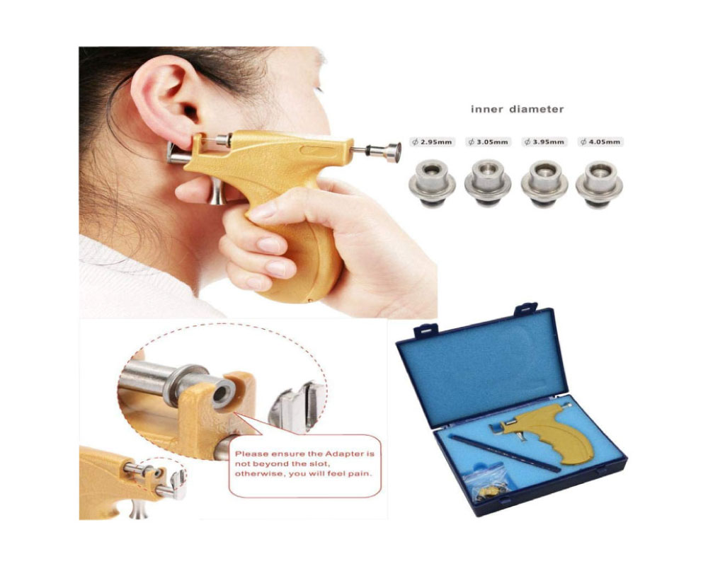 Set Pro Ear Piercing Gun With Stainless Steel Safety Nose Earring And Maker Pen - Image 4