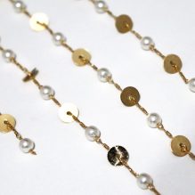 Gold Chain Studded With Pearl Beads And Coins