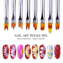 Set of 8 Pcs Nail Brush Pen with Wood Handle