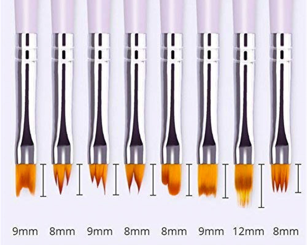 Set of 8 Pcs Nail Brush Pen with Wood Handle - Image 3