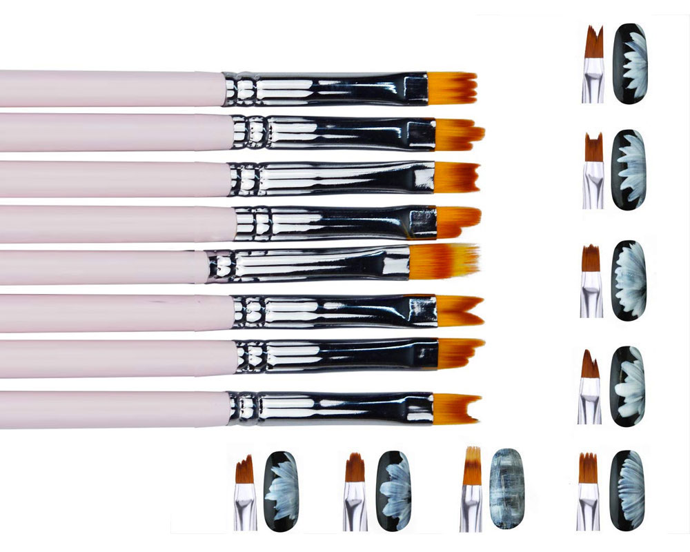 Set of 8 Pcs Nail Brush Pen with Wood Handle - Image 4