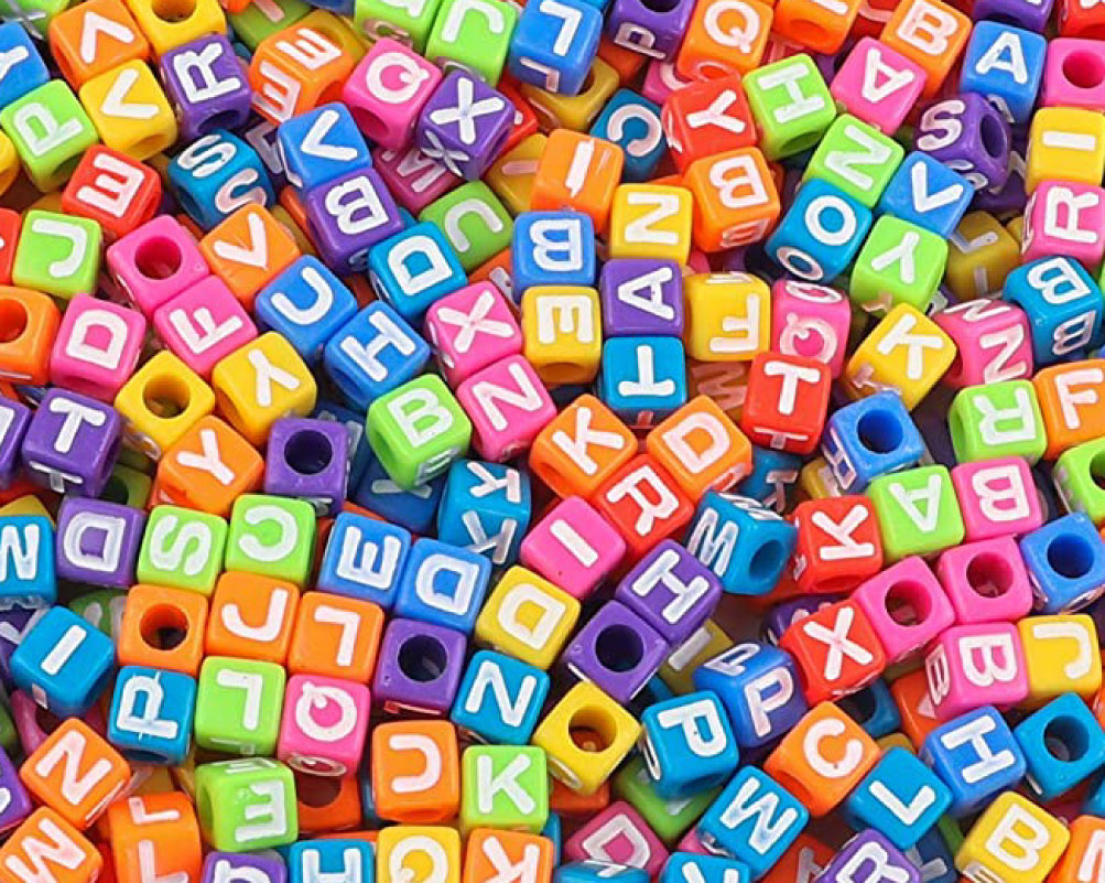 Acrylic Beads With Multicolored Letters Of The Alphabet In The Shape Of A Cube - Image 2