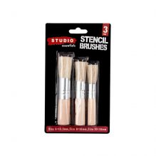 Set Of 3Pcs Wooden Stencil Hog Bristle Brushes