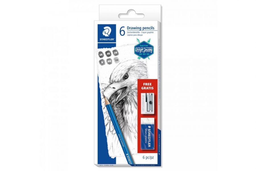 Staedtler 6 Pencil Set with Sharpener and Eraser