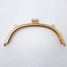Metal Clip Lock Frame For Purse Bag With Lotus Flower Handle And Side Circular Rings