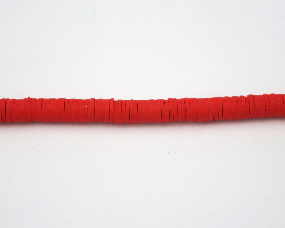 Clay Beads Necklace 6 MM In The Shape Of A Round Flat Vinyl In Different Colors - Image 3