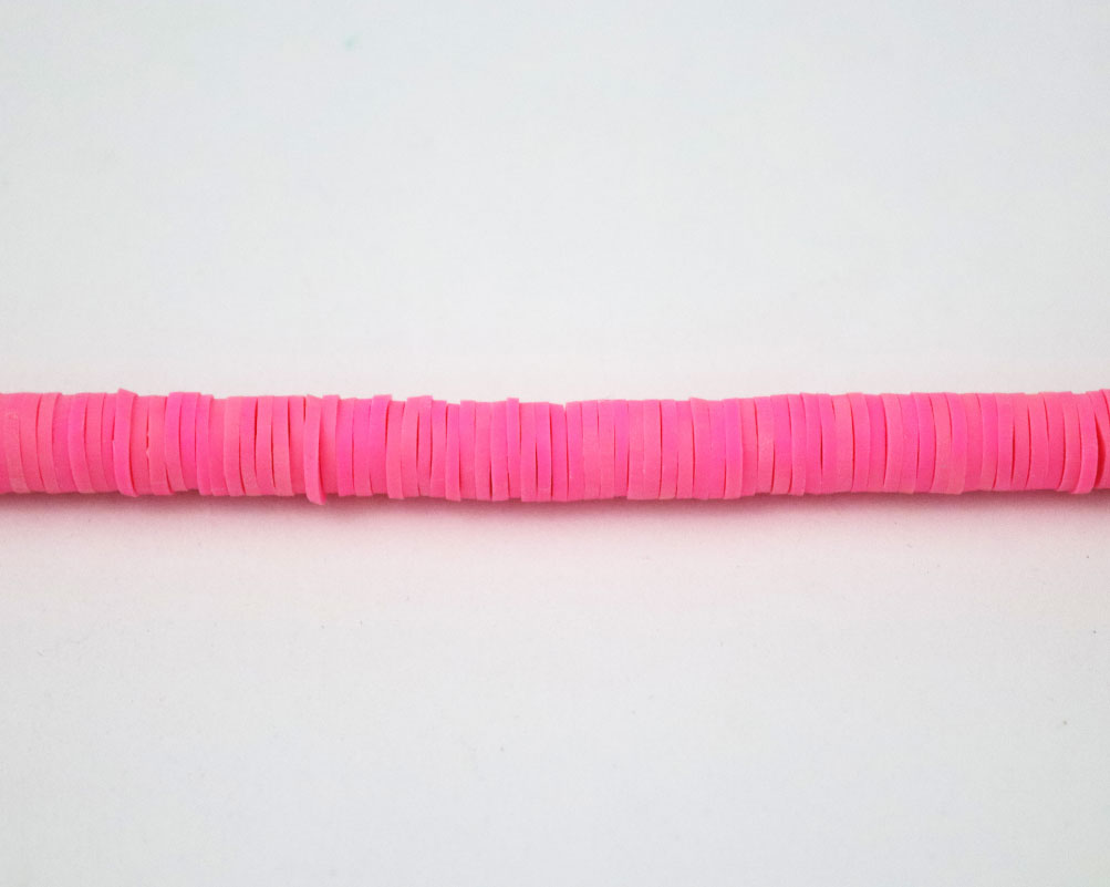 Clay Beads Necklace 6 MM In The Shape Of A Round Flat Vinyl In Different Colors - Image 4