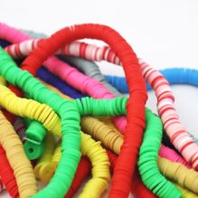 Clay Beads Necklace 6 MM In The Shape Of A Round Flat Vinyl In Different Colors