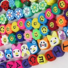 Handmade Jewelry Bracelet 10mm Polymer Clay Beads Colorful Assorted Shapes