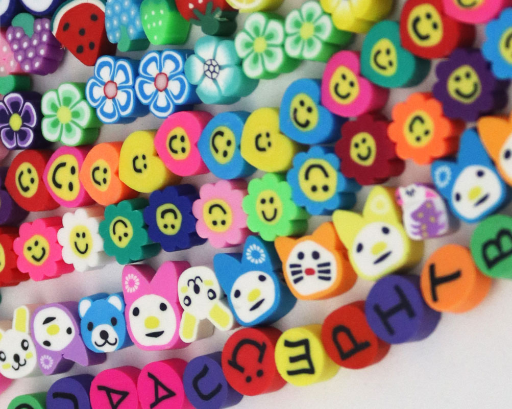 Handmade Jewelry Bracelet 10mm Polymer Clay Beads Colorful Assorted Shapes