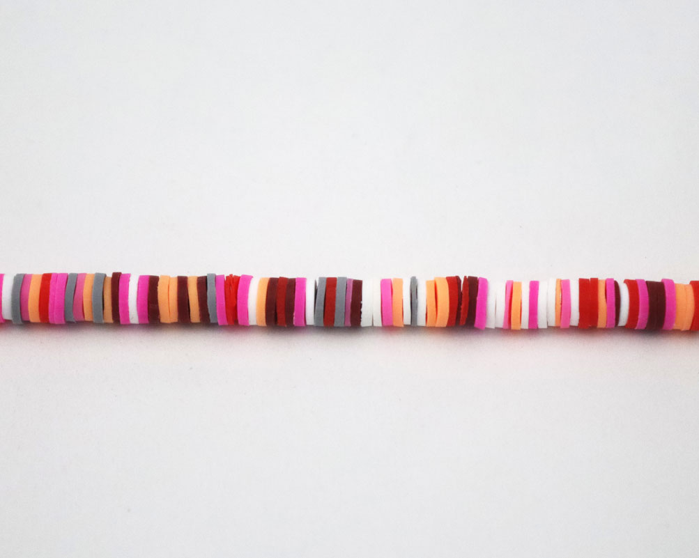 Clay Beads Necklace 4 MM In The Shape Of A Round Flat Vinyl In Different Colors - Image 3
