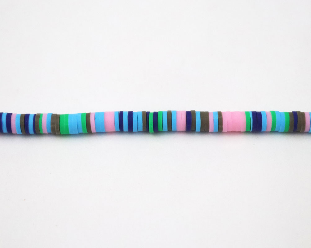 Clay Beads Necklace 4 MM In The Shape Of A Round Flat Vinyl In Different Colors - Image 13