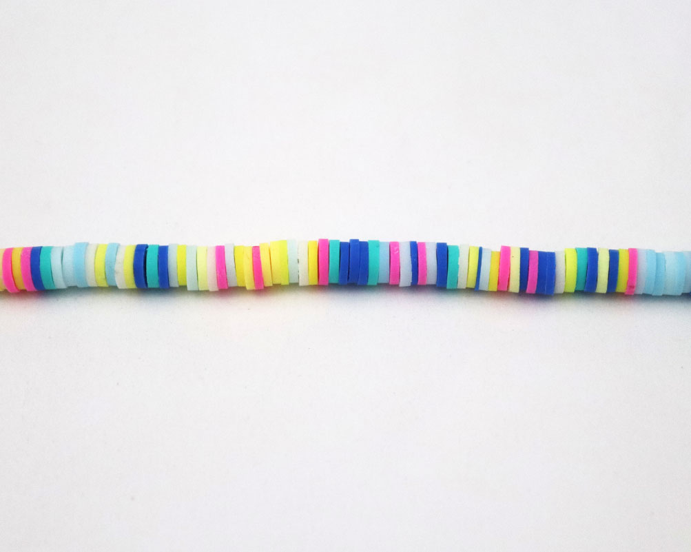 Clay Beads Necklace 4 MM In The Shape Of A Round Flat Vinyl In Different Colors - Image 4