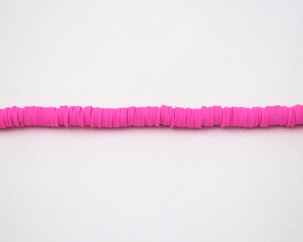 Clay Beads Necklace 4 MM In The Shape Of A Round Flat Vinyl In Different Colors - Image 7
