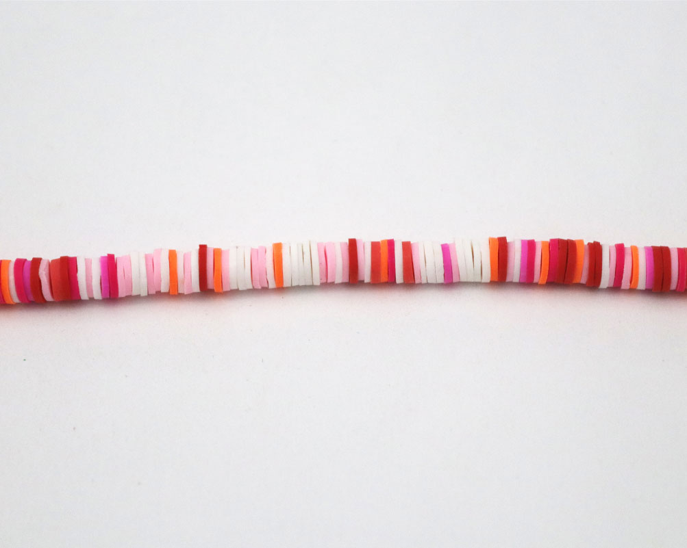 Clay Beads Necklace 4 MM In The Shape Of A Round Flat Vinyl In Different Colors - Image 11