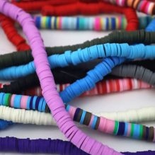 Clay Beads Necklace 4 MM In The Shape Of A Round Flat Vinyl In Different Colors