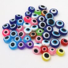 8mm Flat Round  Eye Beads for Necklace Bracelets Jewelry Making (Set of 9 Colors)