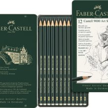 Faber-Castell 9000 Graphite Pencils - Set of 12 in Metal Box