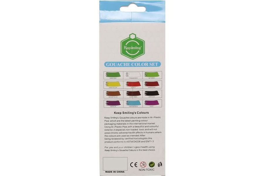 Keep Smiling Gouache Color Set, 12 Colors - Image 3