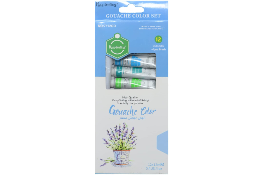 Keep Smiling Gouache Color Set, 12 Colors
