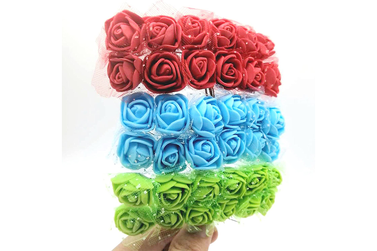144pcs Mini Foam Rose Artificial Flower Multicolors - Image 5