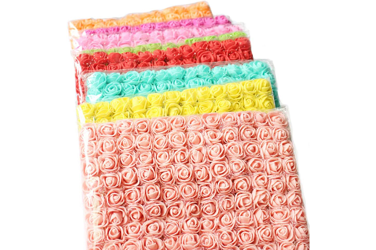 144pcs Mini Foam Rose Artificial Flower Multicolors