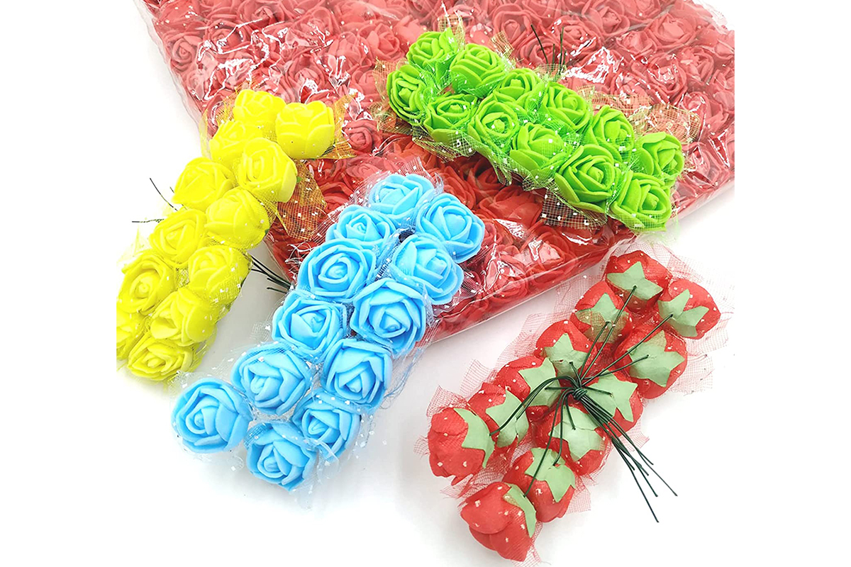 144pcs Mini Foam Rose Artificial Flower Multicolors - Image 3