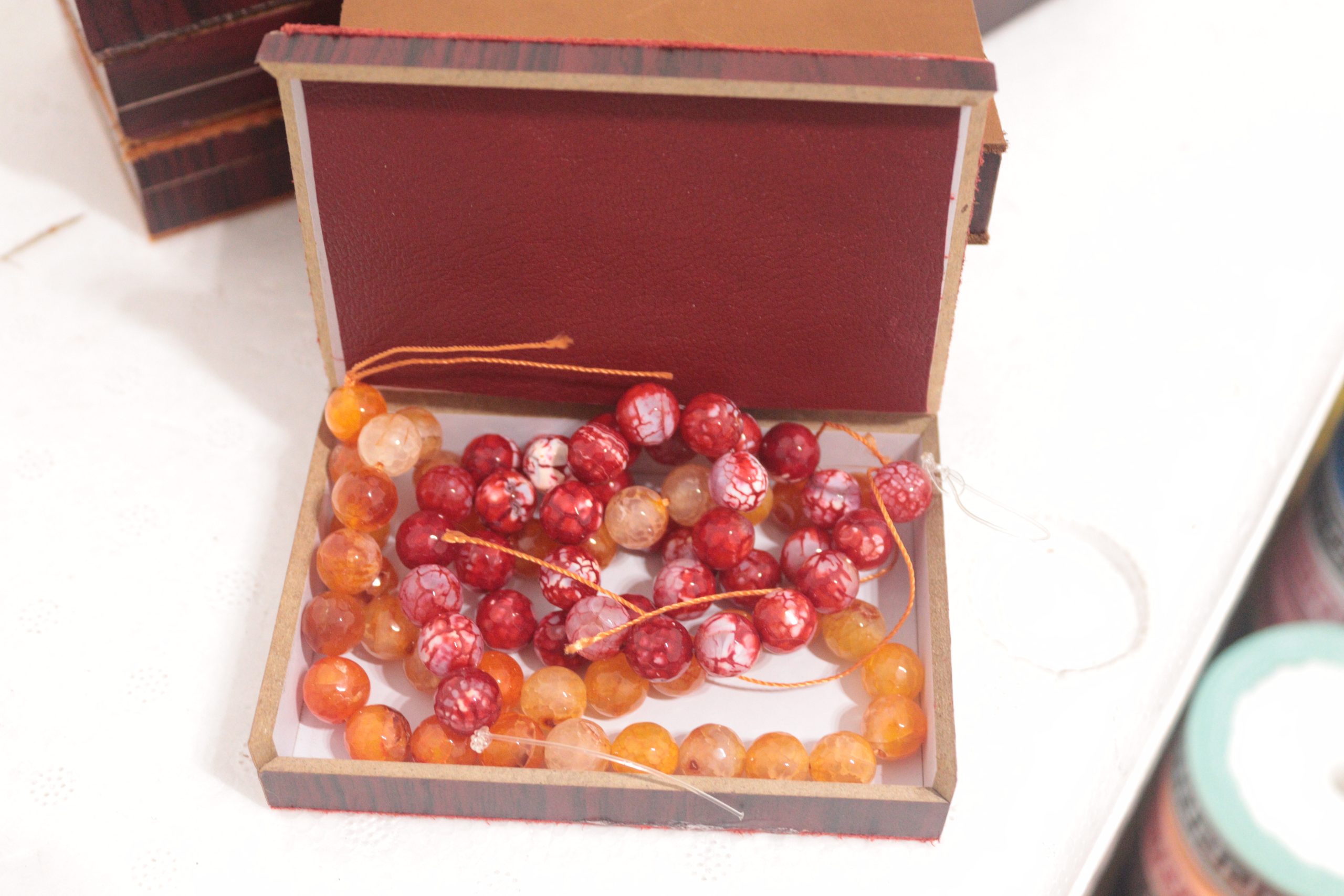 Wooden Gift Box Set Covered with Genuine Leather - Set of 5 Pieces - Image 4