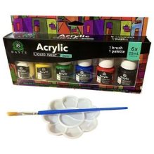 Bayte 6 Pieces 25ml Acrylic Paint With 1 Paint Brush 1 Palette