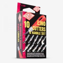Lino Carving Tool Set - Handle with 10 Blades