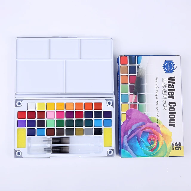 Watercolor Paint Set with Brush - 12/36 Colors - Image 3