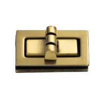 A rectangular bag with a copper colored twist lock
