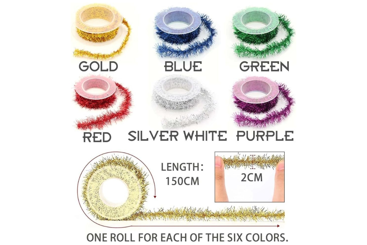 1.5 Meter Craft Tinsel Decoration Ribbon - 2mm - Image 3