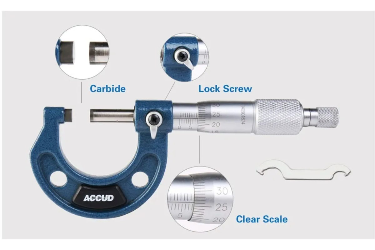 Professional Micrometer 0-1" Precision Machinist Tool with Carbide Tips - Image 3