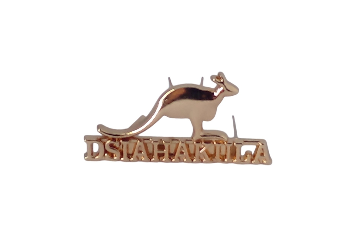 Gold Metal Logo Clasp with Kangaroo Design