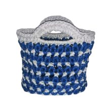 Handmade Macrame Bag - Blue and Grey Colors