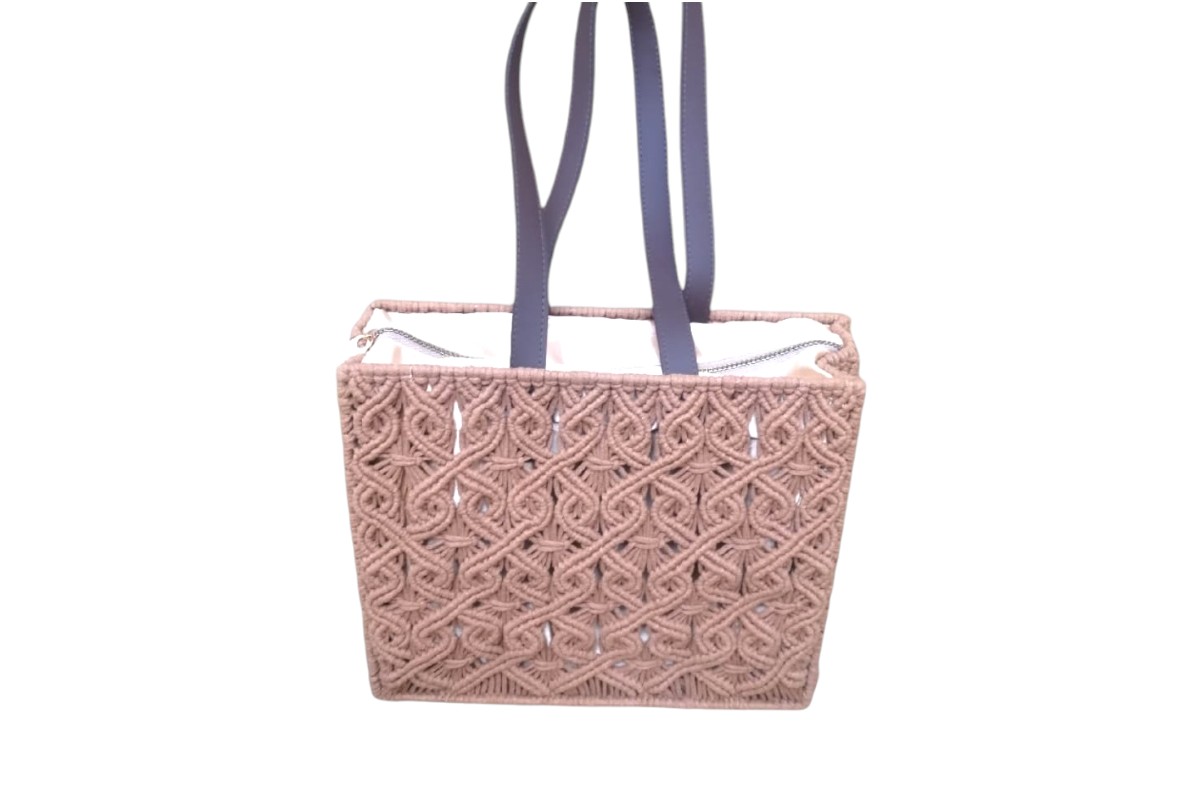 Handmade Macrame Bag with Lining - 30x35 cm