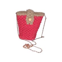 Handmade Macrame Mobile Bag - Pink and Beige Colors
