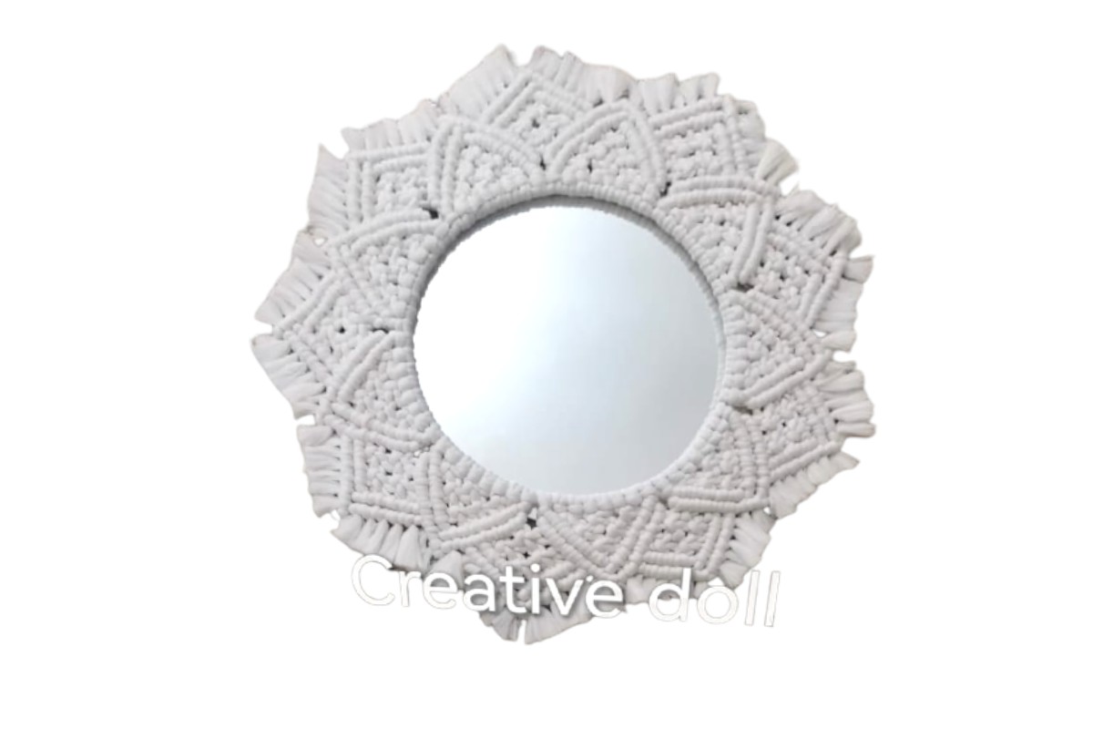Decorative Handmade Macrame Hanging Mirror - 40 cm