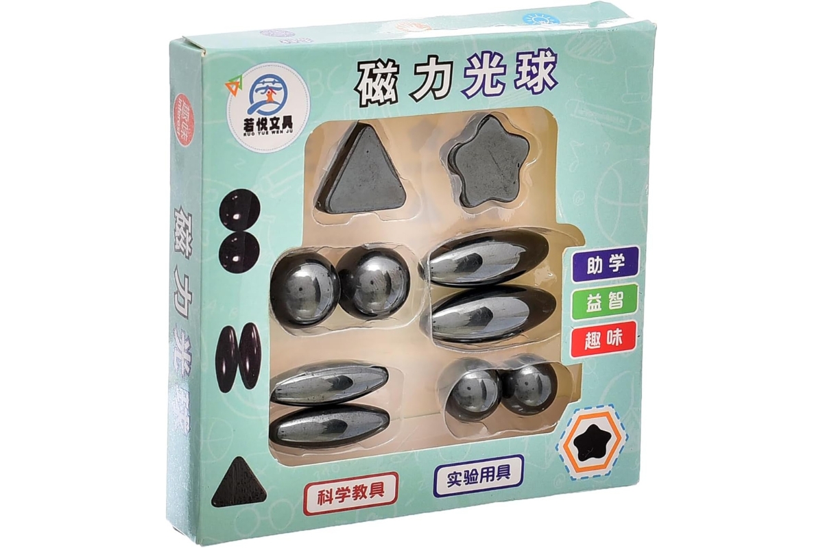 Magnetic Metal Toy Set for Kids - 10 Pieces in Various Shapes and Sizes