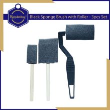 Keep Smiling 3 Pcs/set Black Foam Sponge Brush with Roller Brush for Painting and Crafts