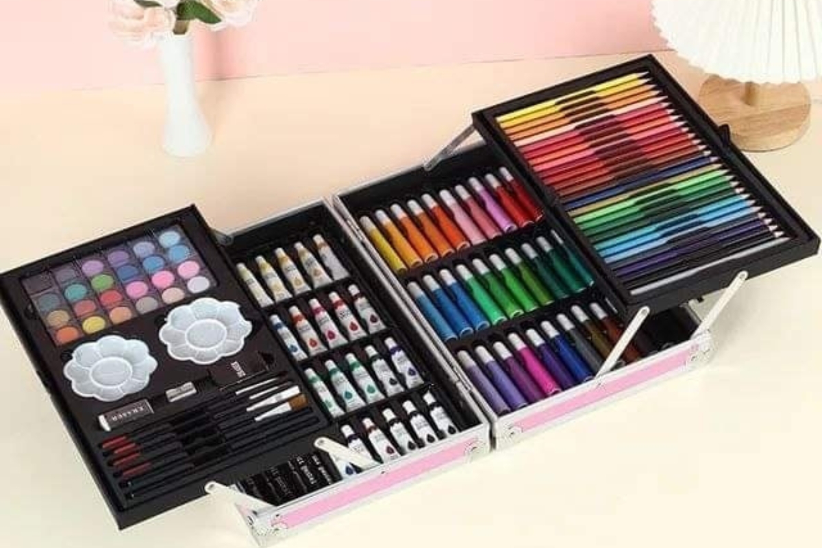 Multicolor Metal Student's Crayon Watercolor Pen Drawing Set - 145 Pieces - Image 4