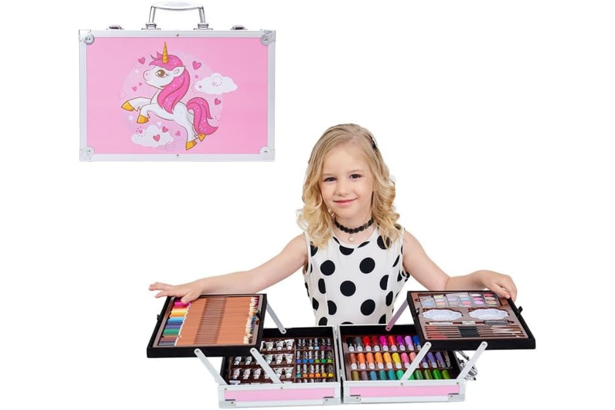 Professional Art Set - 145 Pieces Drawing Kit with Aluminum Folding Art Case