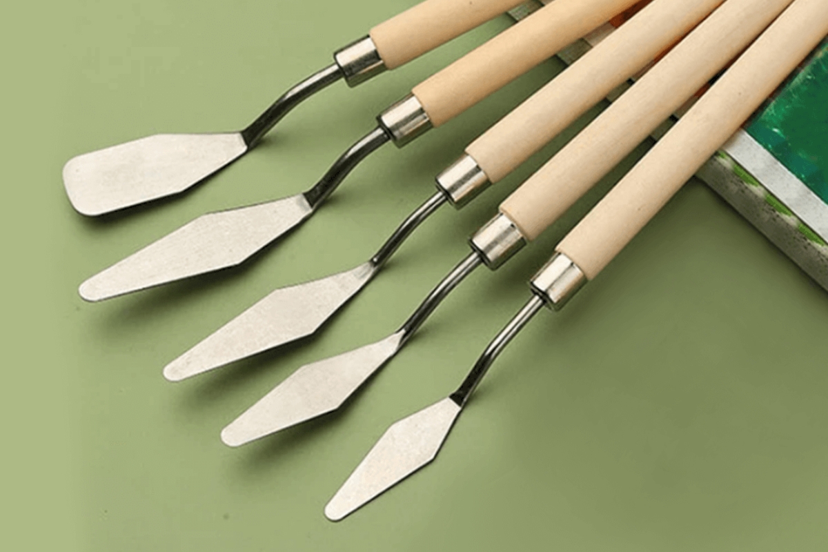 Wooden Palette Knife Set for Painting and Mixing - 5 Pieces