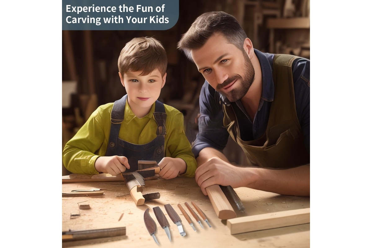 Professional Wood Carving Knife Set - 6 Pieces Chrome Vanadium Steel with Leather Roll Bag - Image 8