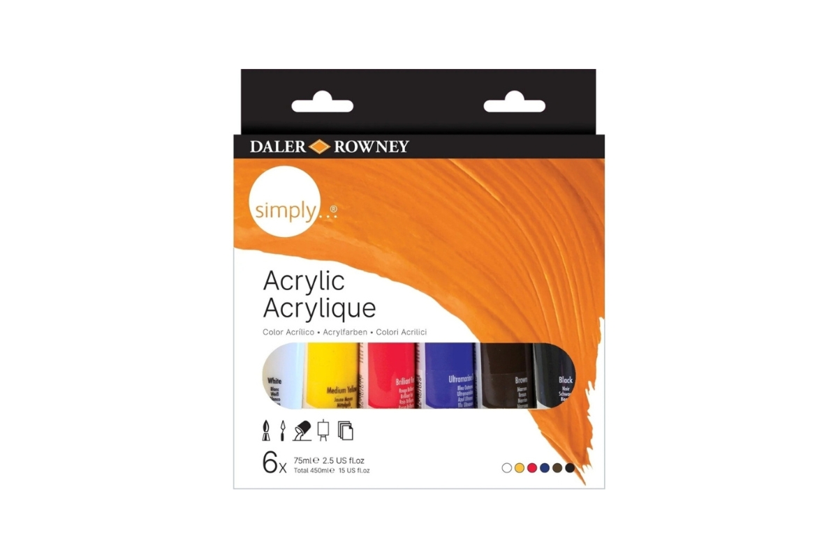"Daler-Rowney Simply" Acrylic Paint Set - 6 Tubes x 75ml